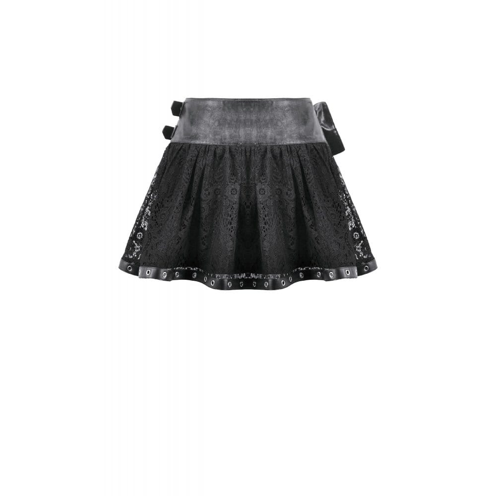 Darkinlove Women's Gothic Eyelet Buckle Straps Chained Short Skirt