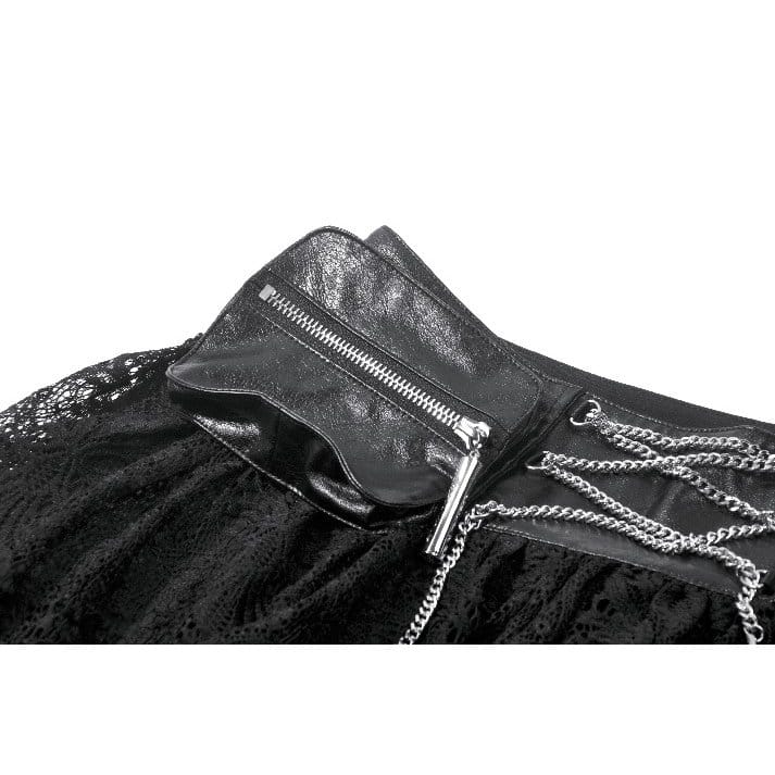 Darkinlove Women's Gothic Eyelet Buckle Straps Chained Short Skirt