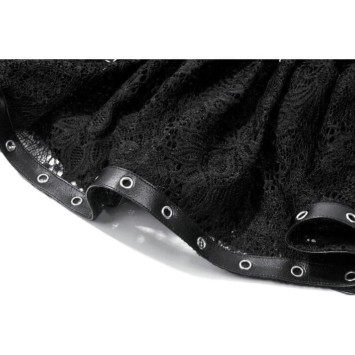 Darkinlove Women's Gothic Eyelet Buckle Straps Chained Short Skirt