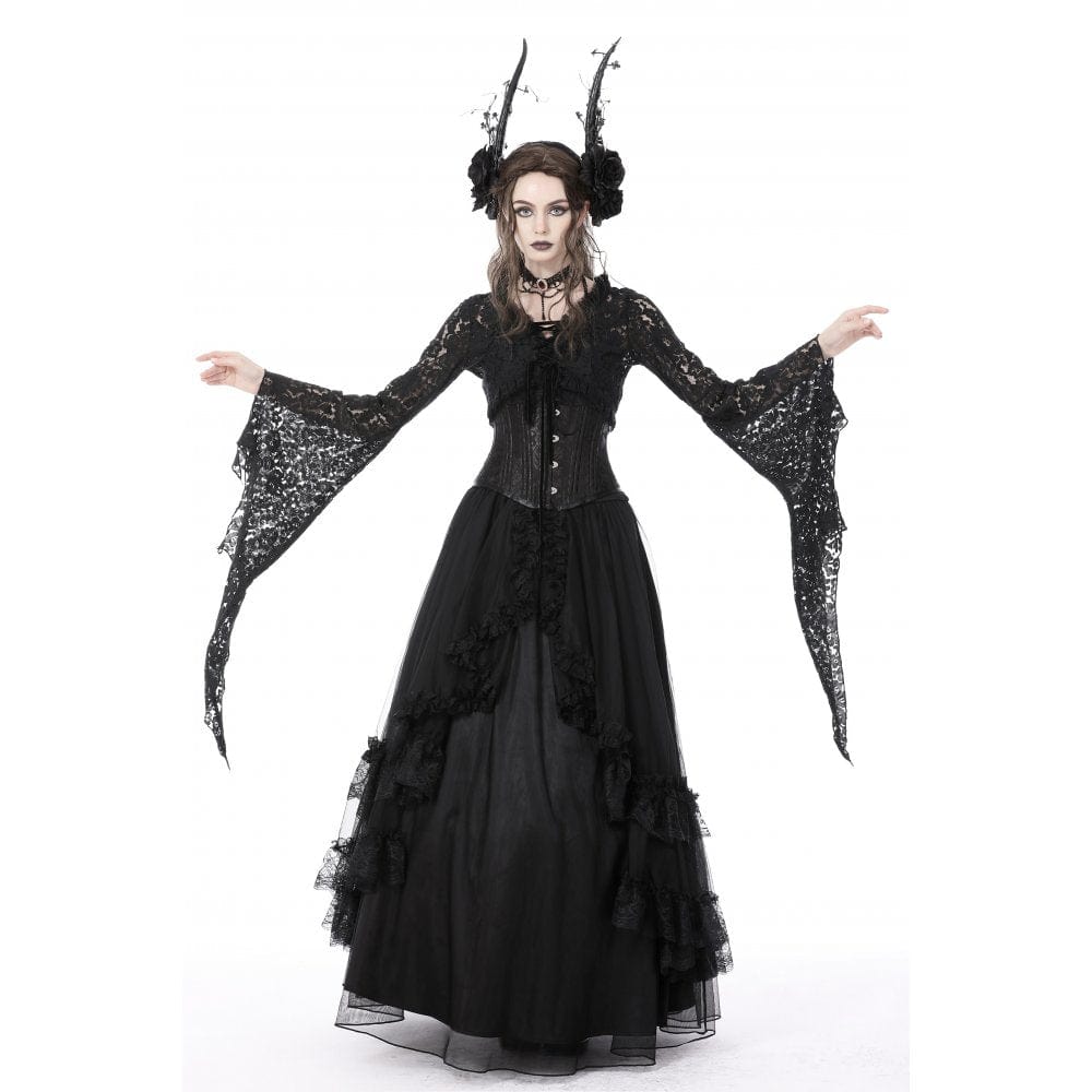 Darkinlove Women's Gothic Flared Sleeved Lace Cape