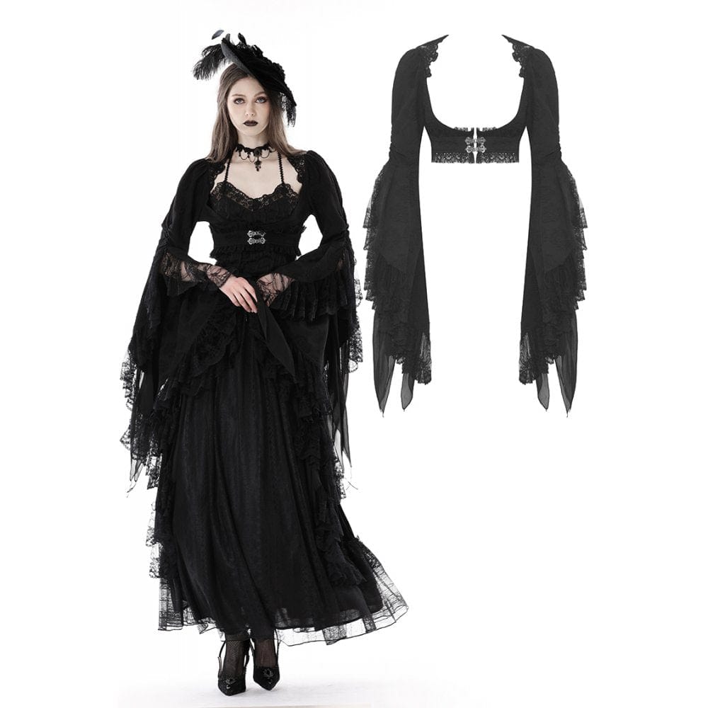 Darkinlove Women's Gothic Flared Sleeved Lace Splice Cape