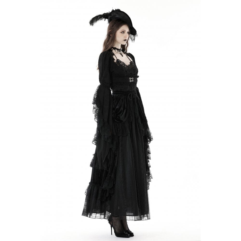Darkinlove Women's Gothic Flared Sleeved Lace Splice Cape