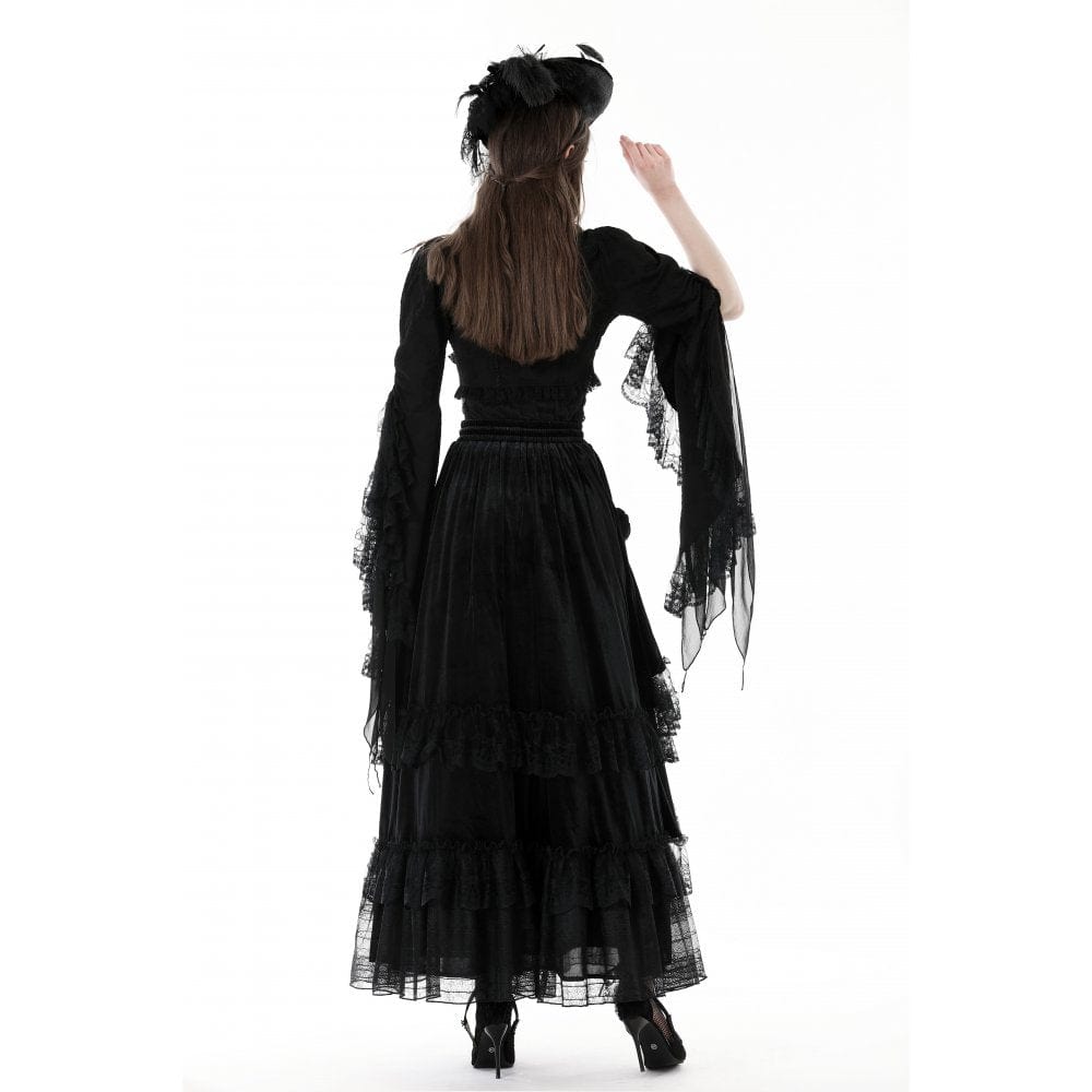 Darkinlove Women's Gothic Flared Sleeved Lace Splice Cape