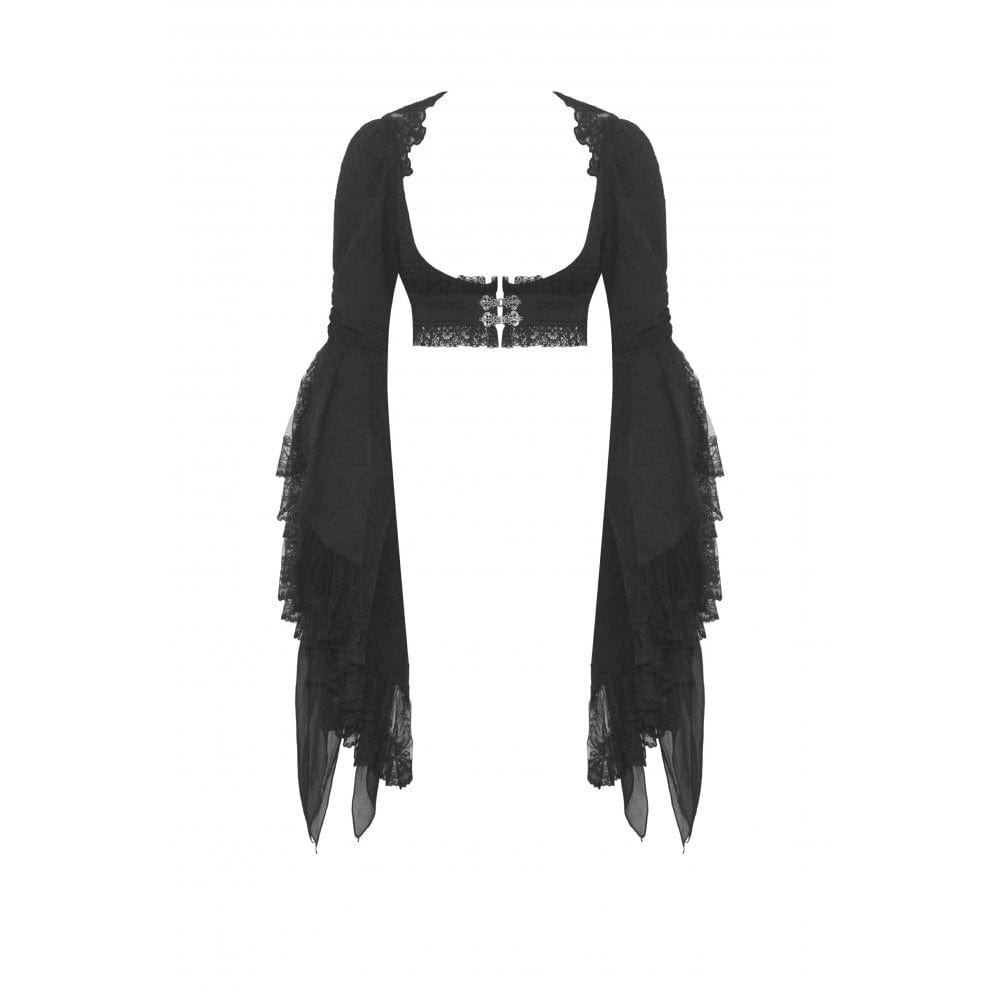 Darkinlove Women's Gothic Flared Sleeved Lace Splice Cape