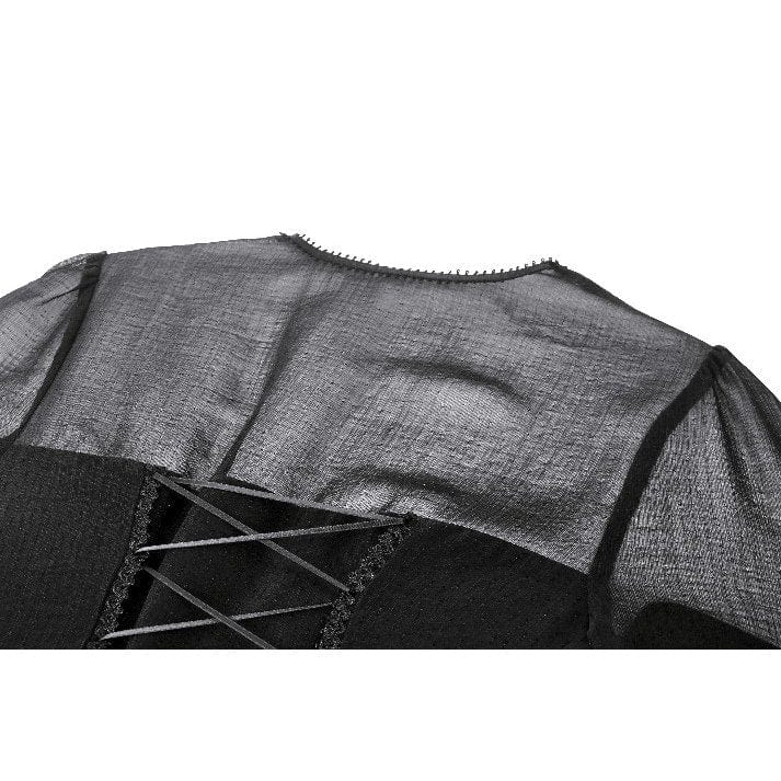 Darkinlove Women's Gothic Flared Sleeved Lace Splice Evening Dress