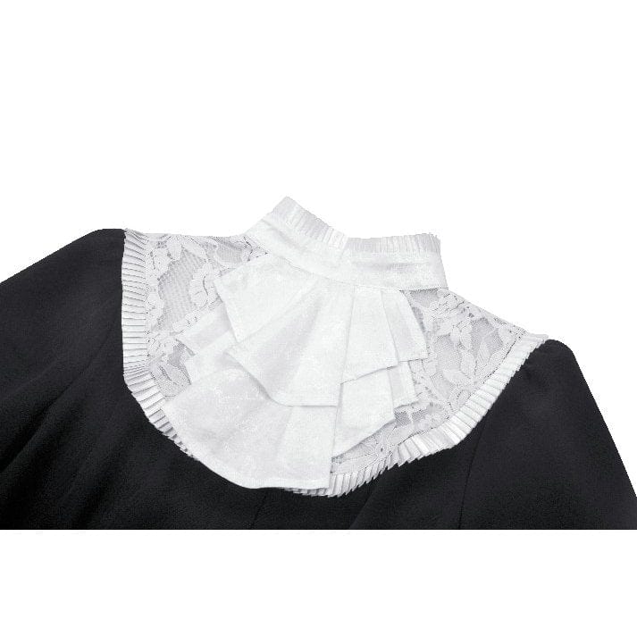 Darkinlove Women's Gothic Flared Sleeved Lace Splice Shirt