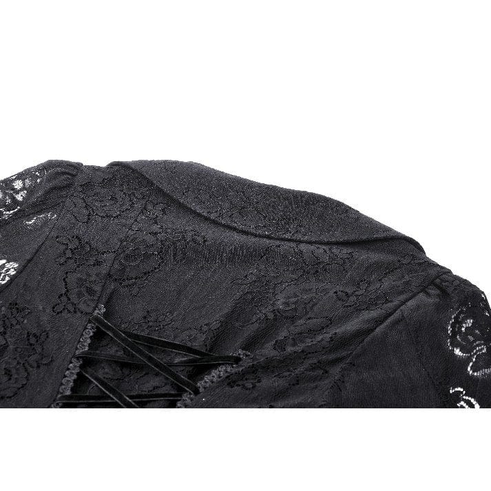 Darkinlove Women's Gothic Flared Sleeved Lace-up Lace Honeymoon Dress