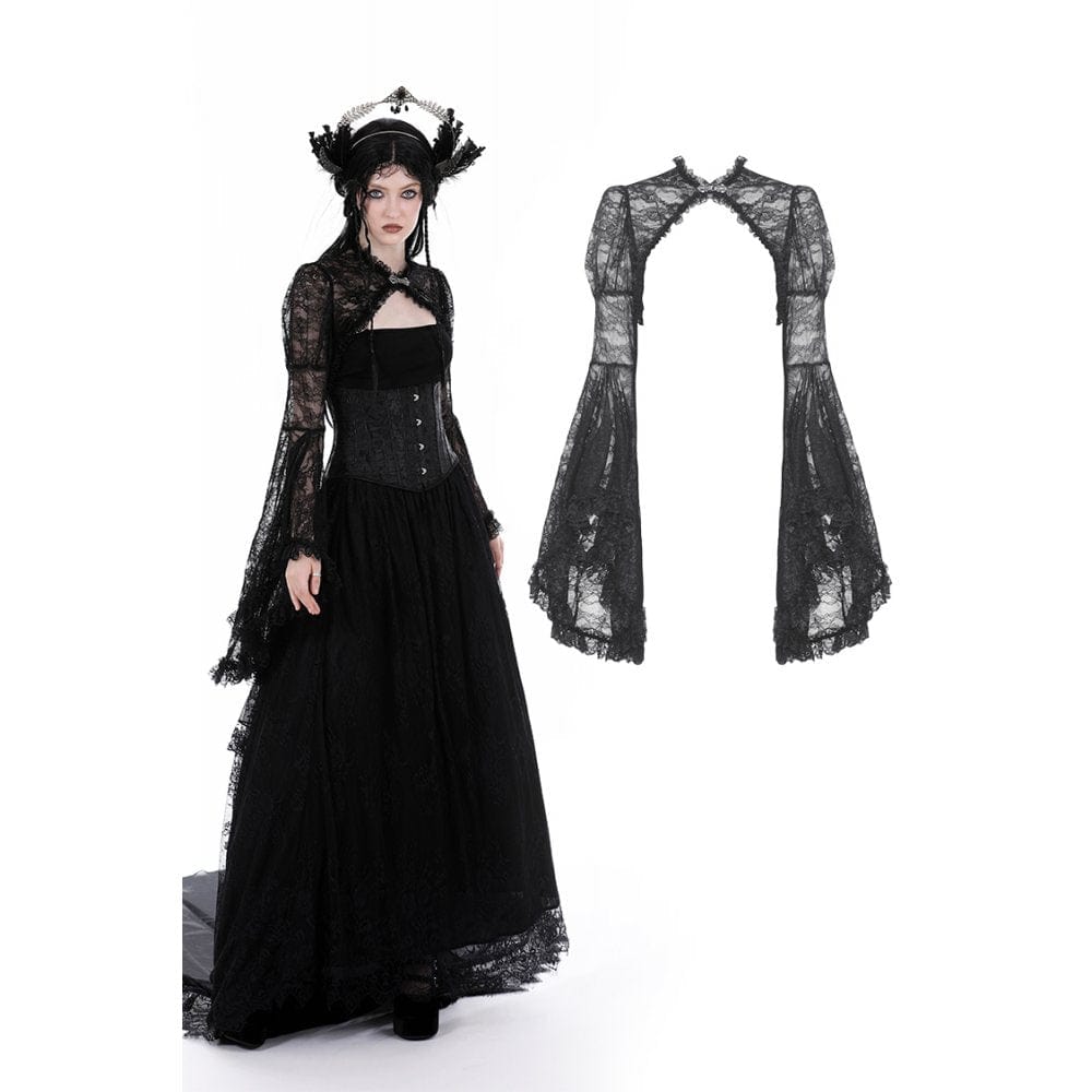 Darkinlove Women's Gothic Flared Sleeved Ruffled Lace Cape