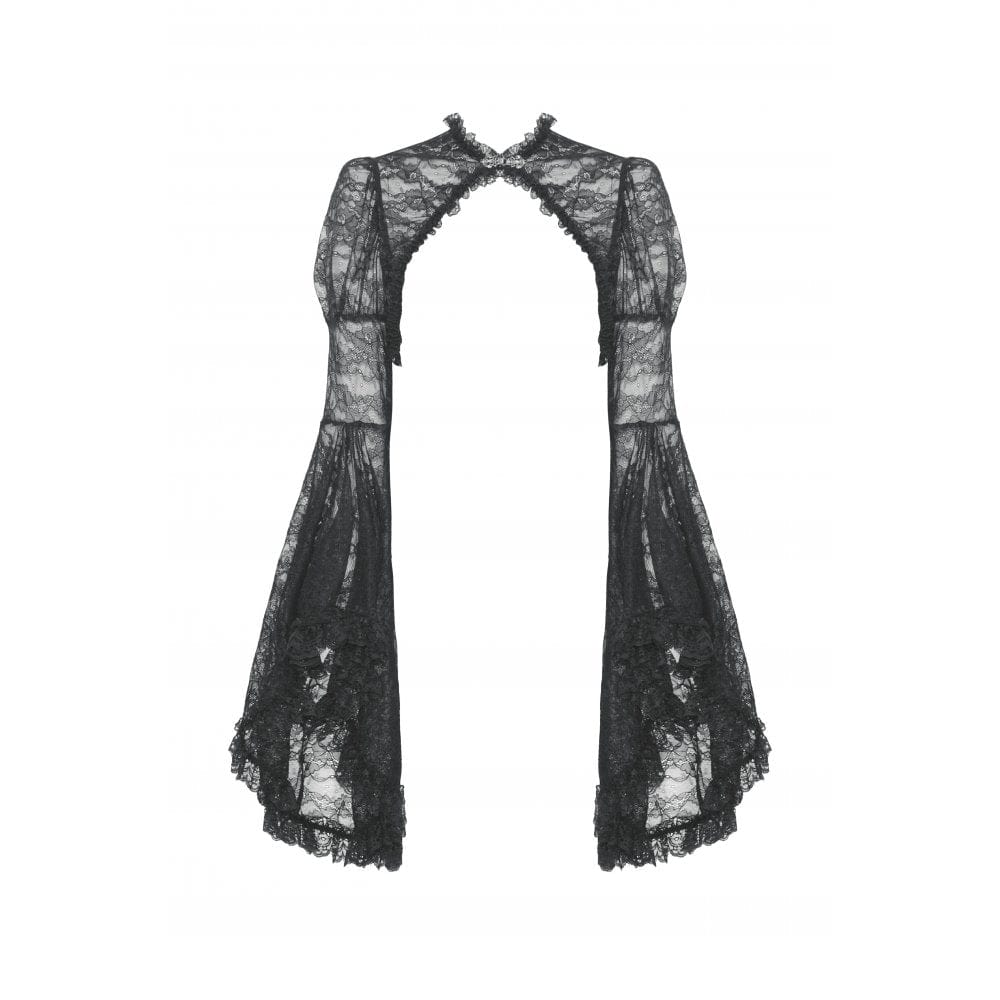 Darkinlove Women's Gothic Flared Sleeved Ruffled Lace Cape