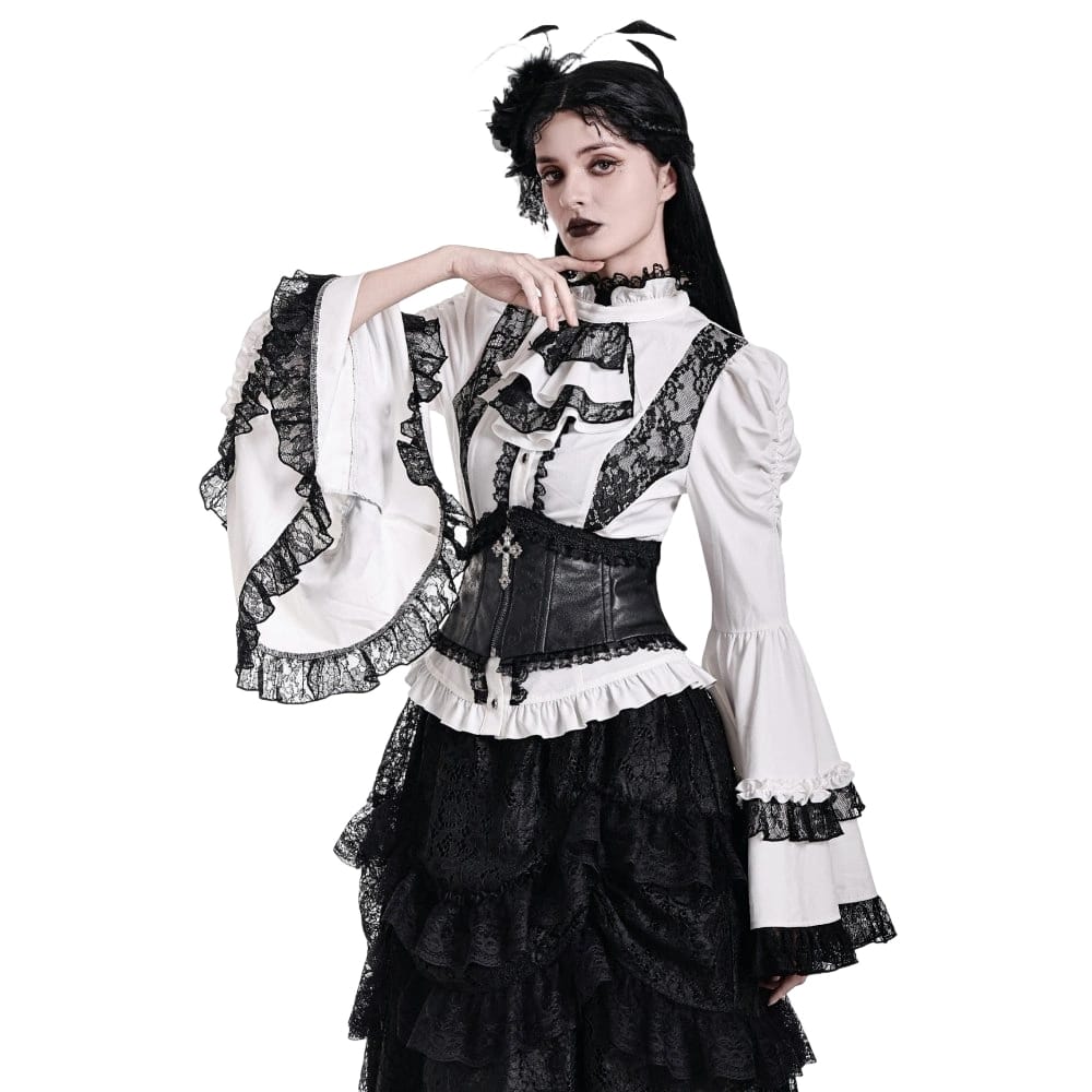 Darkinlove Women's Gothic Floral Embossed Lace Trim Underbust Corset