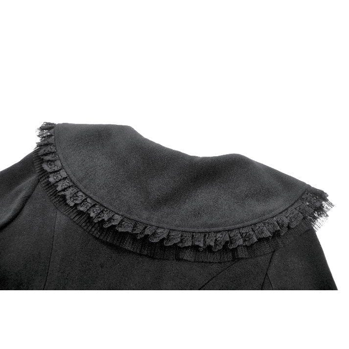 Darkinlove Women's Gothic Floral EmBroidered Bowknot Peter Pan Collar Coat