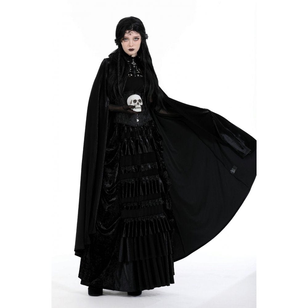 Darkinlove Women's Gothic Floral Embroidered Cape with Hood