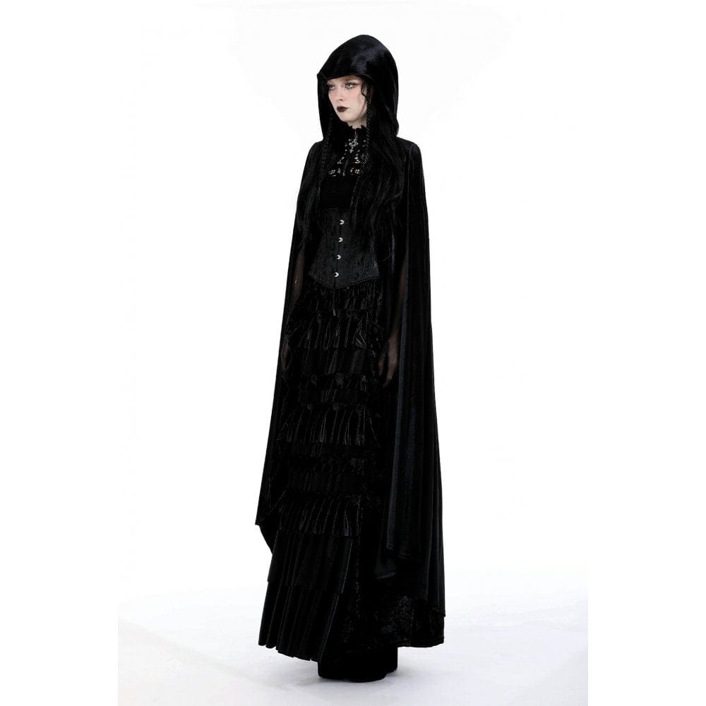 Darkinlove Women's Gothic Floral Embroidered Cape with Hood