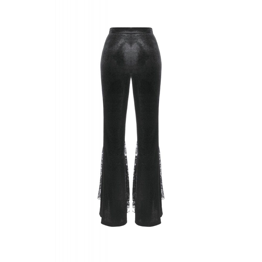 Darkinlove Women's Gothic Floral Embroidered Flared Pants