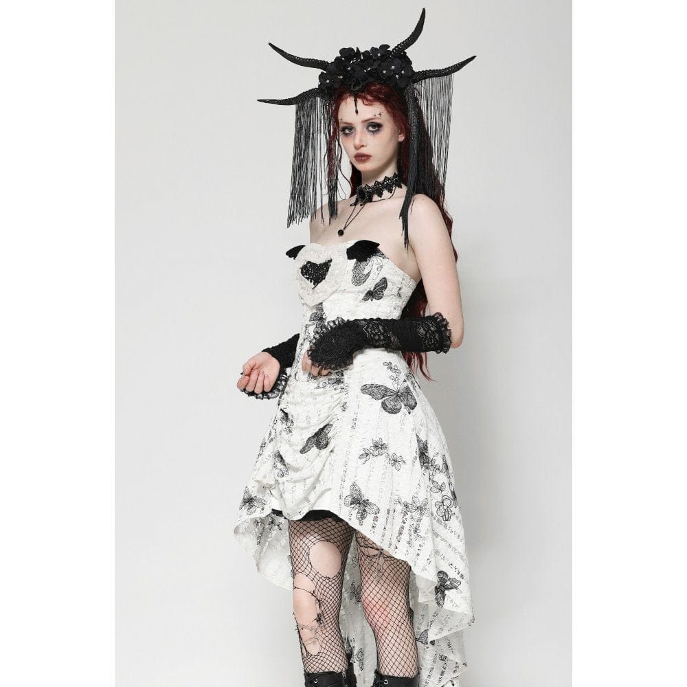 Darkinlove Women's Gothic Floral Embroidered Ruffled Lace Gloves