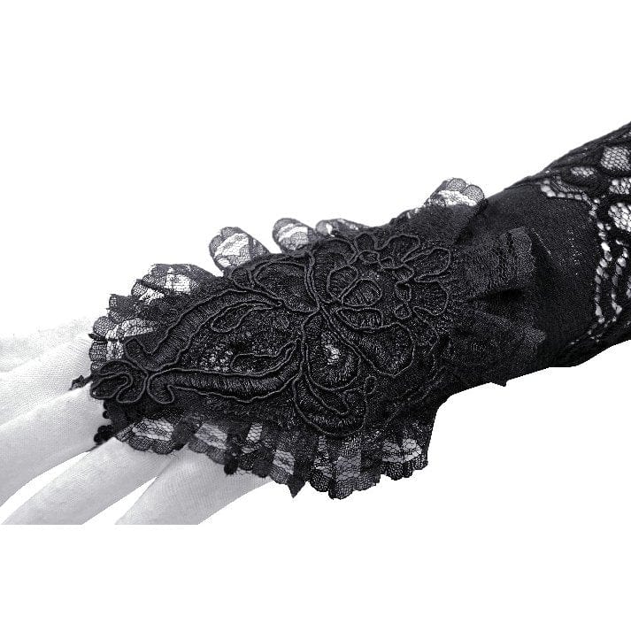 Darkinlove Women's Gothic Floral Embroidered Ruffled Lace Gloves