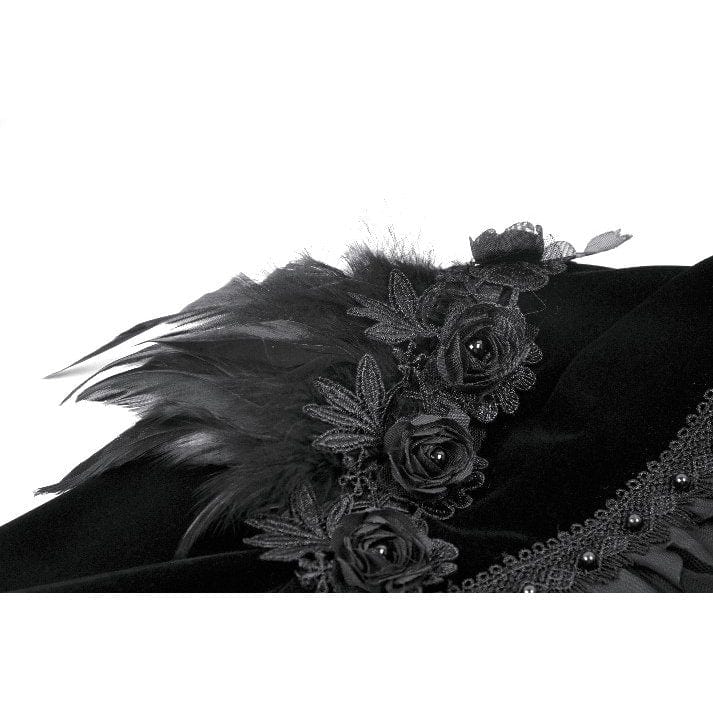 Darkinlove Women's Gothic Floral Feather Flared Sleeved Cape