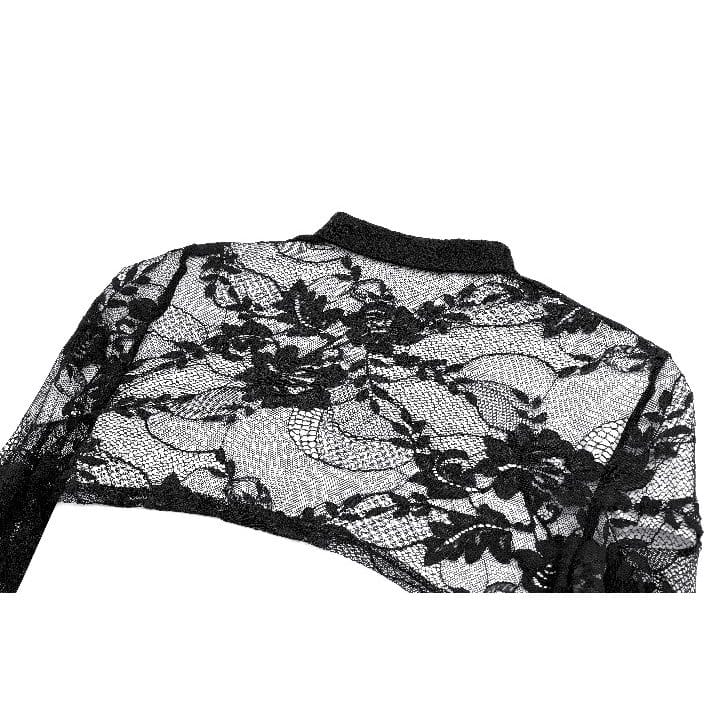 Darkinlove Women's Gothic Floral Flare Sleeve Mesh Lace Cape