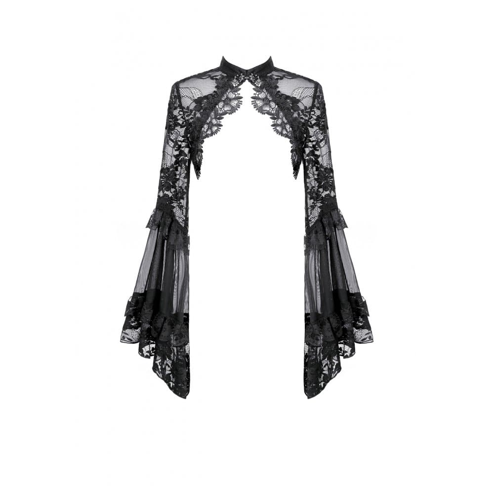 Darkinlove Women's Gothic Floral Flare Sleeve Mesh Lace Cape