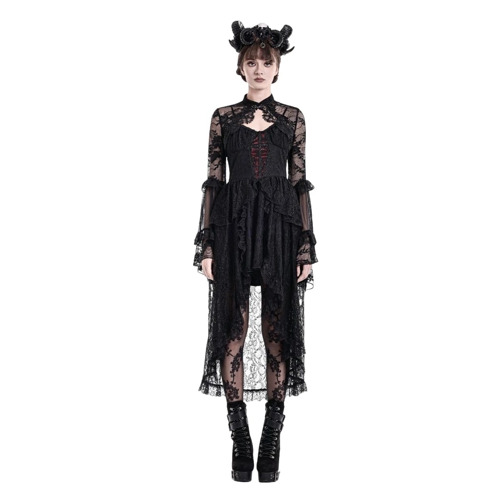 Darkinlove Women's Gothic Floral Flare Sleeve Mesh Lace Cape