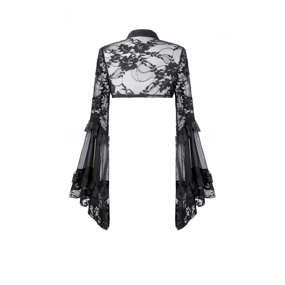 Darkinlove Women's Gothic Floral Flare Sleeve Mesh Lace Cape