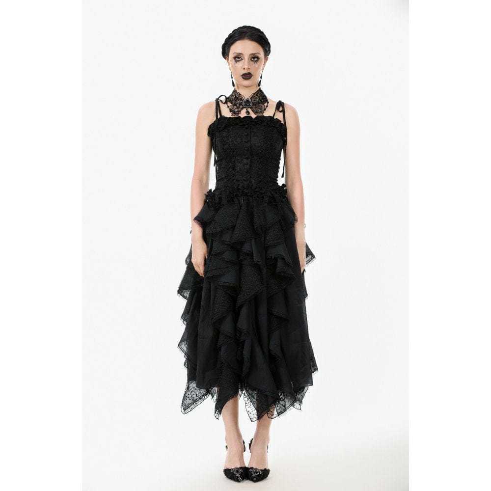 Darkinlove Women's Gothic Floral Jacquard Tank Top