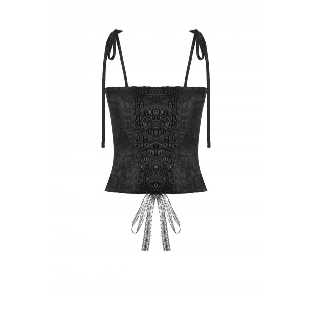 Darkinlove Women's Gothic Floral Jacquard Tank Top