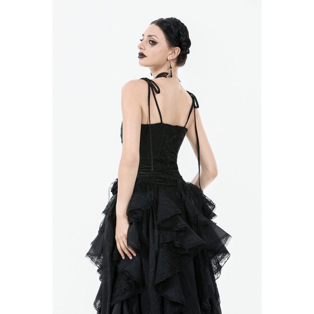 Darkinlove Women's Gothic Floral Jacquard Tank Top