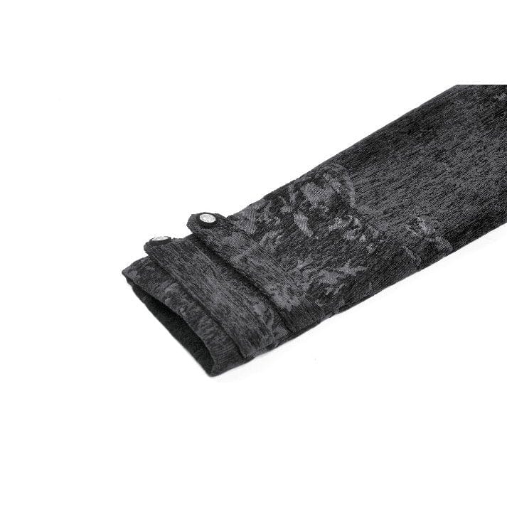 Darkinlove Women's Gothic Floral Jacquard Turn-down Collar Coat