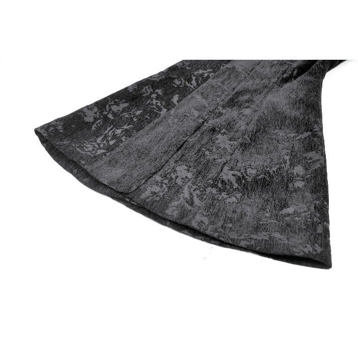 Darkinlove Women's Gothic Floral Jacquard Turn-down Collar Coat