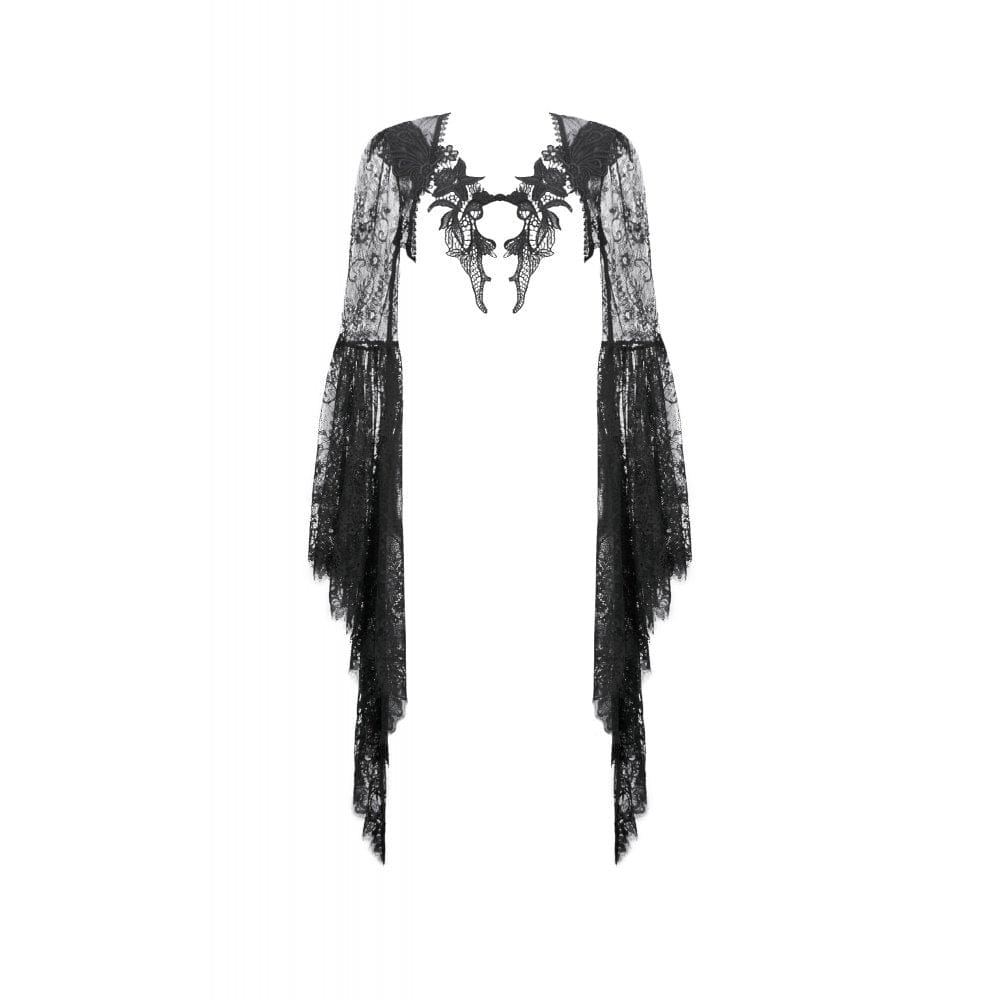Darkinlove Women's Gothic Floral Lace Bell Sleeved Cape