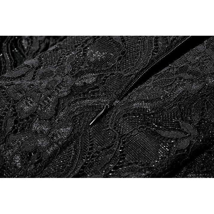 Darkinlove Women's Gothic Floral Lace High Low Off Shoulder Dress