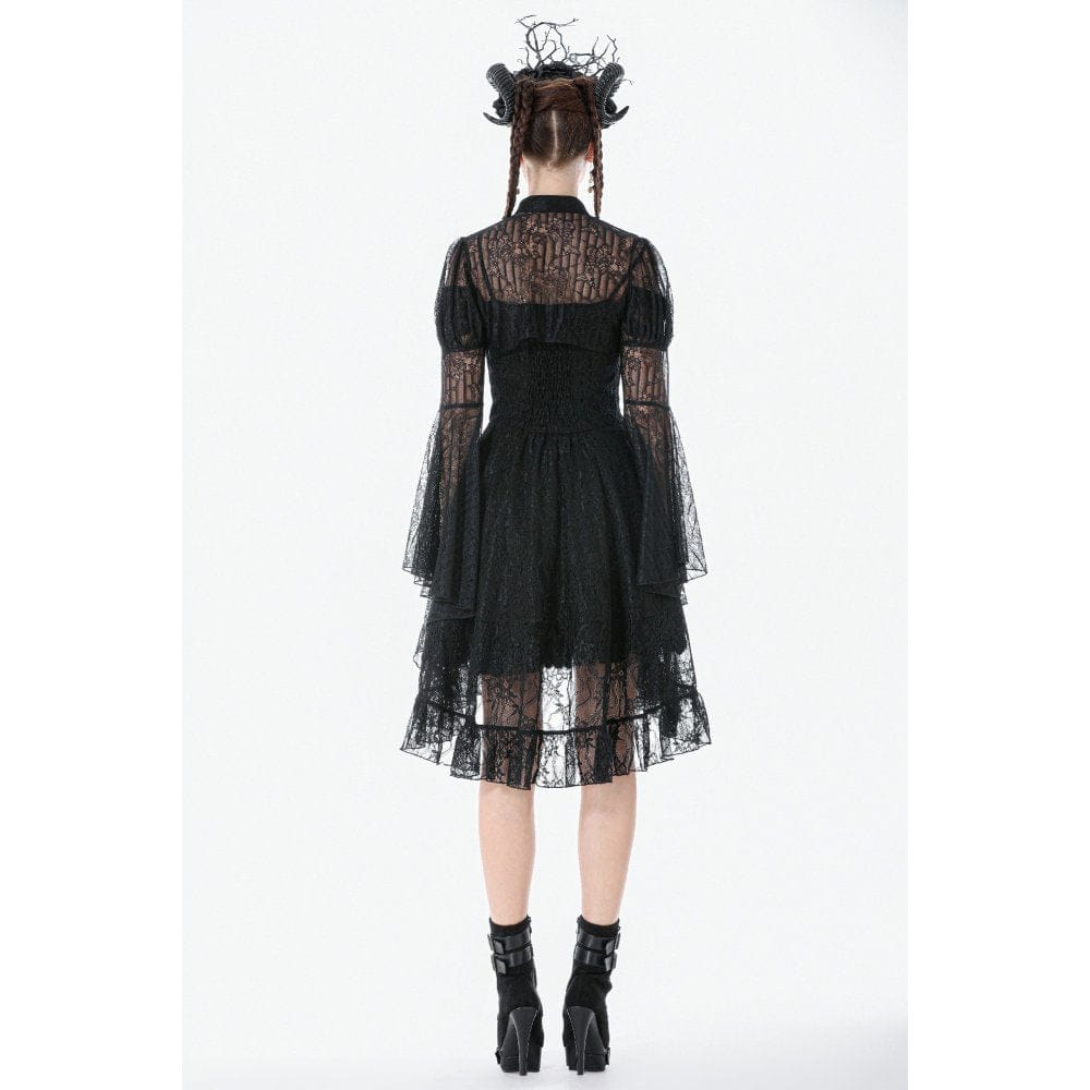 Darkinlove Women's Gothic Floral Lace Horn Sleeved Cape