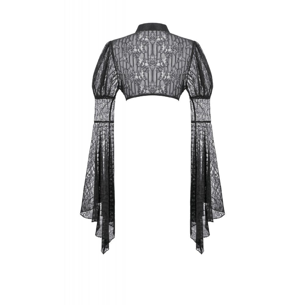 Darkinlove Women's Gothic Floral Lace Horn Sleeved Cape
