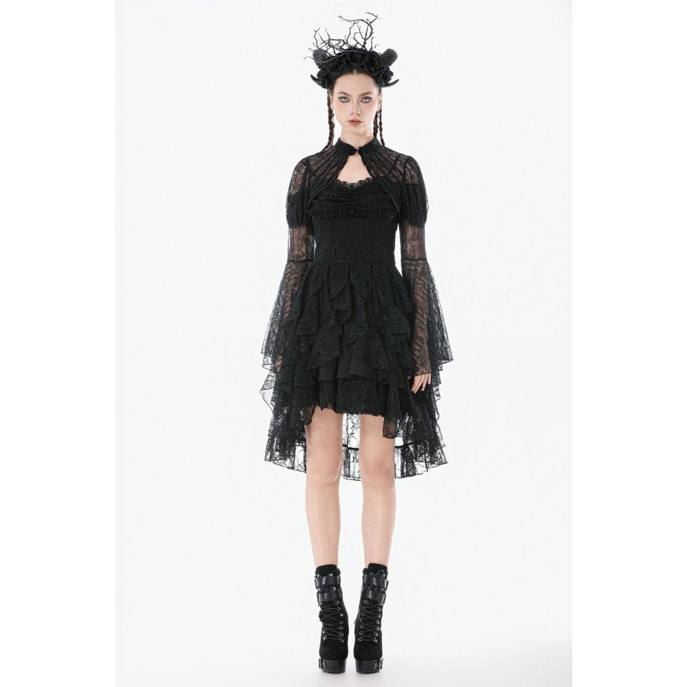 Darkinlove Women's Gothic Floral Lace Horn Sleeved Cape