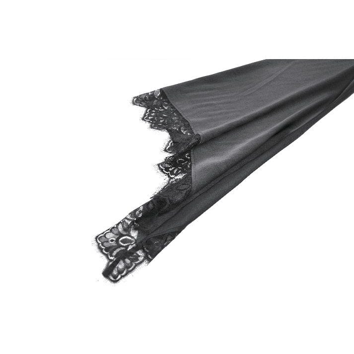 Darkinlove Women's Gothic Floral lace Sheer High Low Long Sleeved Dress