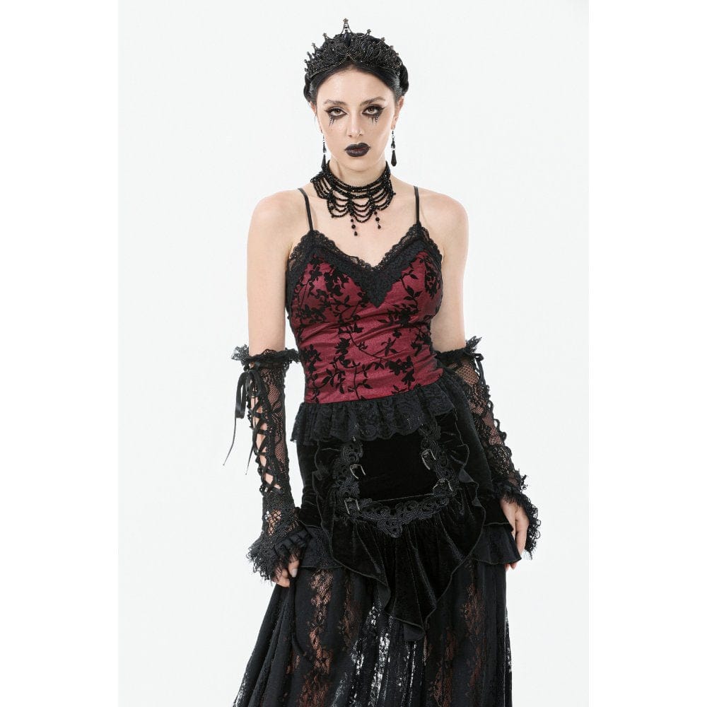 Darkinlove Women's Gothic Floral Lace Tank Top