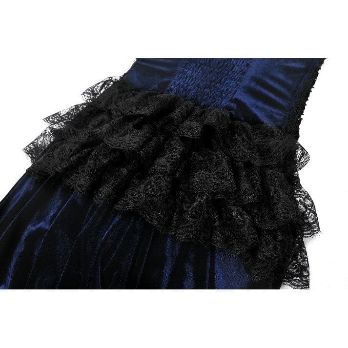 Darkinlove Women's Gothic Floral Multilayered Lace High/Low Slip Dress