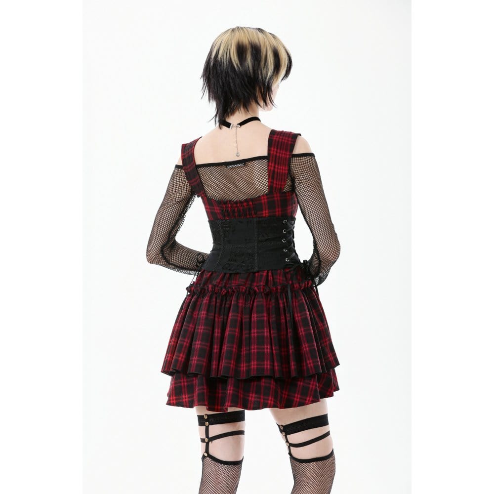 Darkinlove Women's Gothic Floral Pattern Zip Lace-up Corset