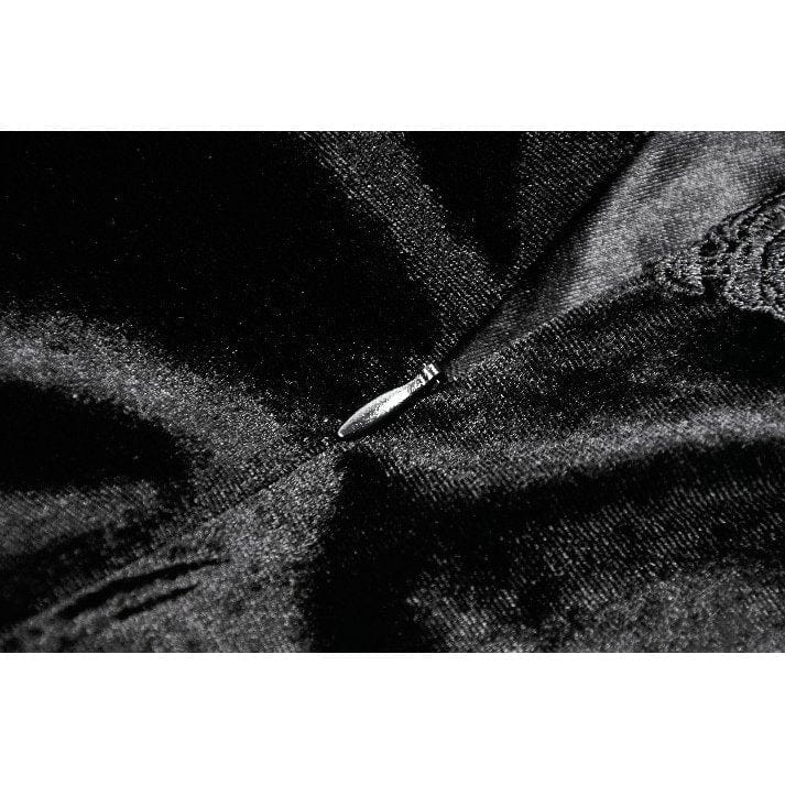 Darkinlove Women's Gothic Flower Embroidered Multilayer Lace Velet Slip Dress