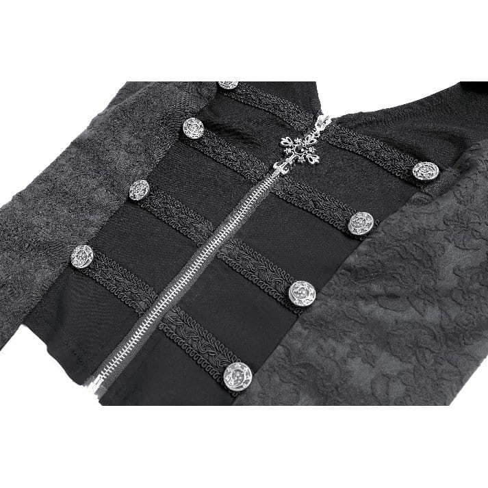 Darkinlove Women's Gothic Halter Lapel Zipper Jacquard Vest