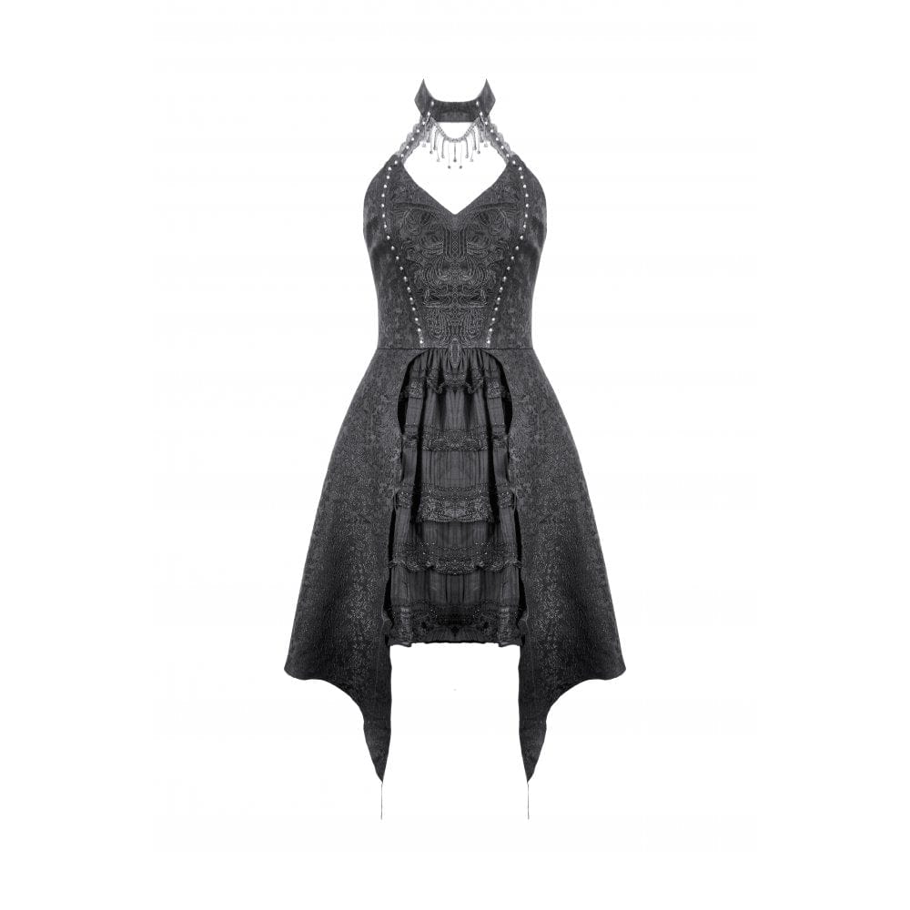 Darkinlove Women's Gothic Halterneck Lace Party Dress