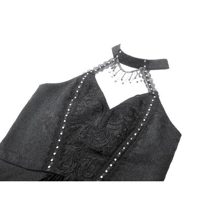 Darkinlove Women's Gothic Halterneck Lace Party Dress