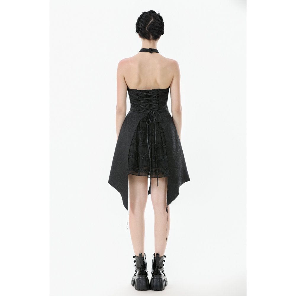 Darkinlove Women's Gothic Halterneck Lace Party Dress