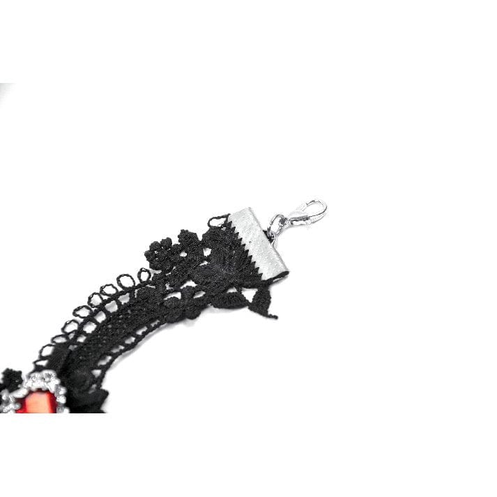 Darkinlove Women's Gothic Heart Cross Diamante Necklace