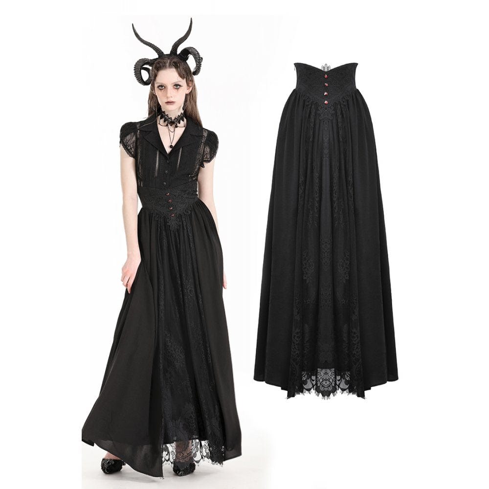 Darkinlove Women's Gothic Heart Embroidered High-waisted Skirt