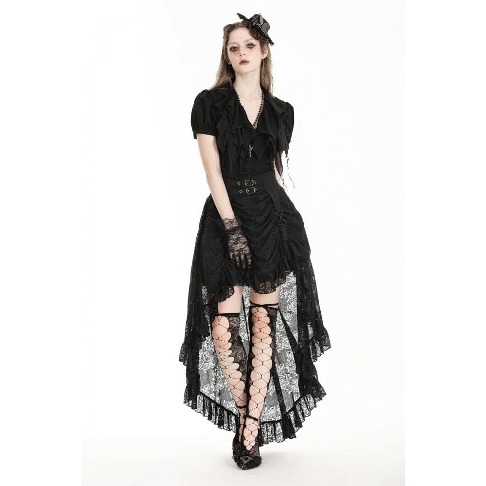 Darkinlove Women's Gothic High/Low Lace Skirt