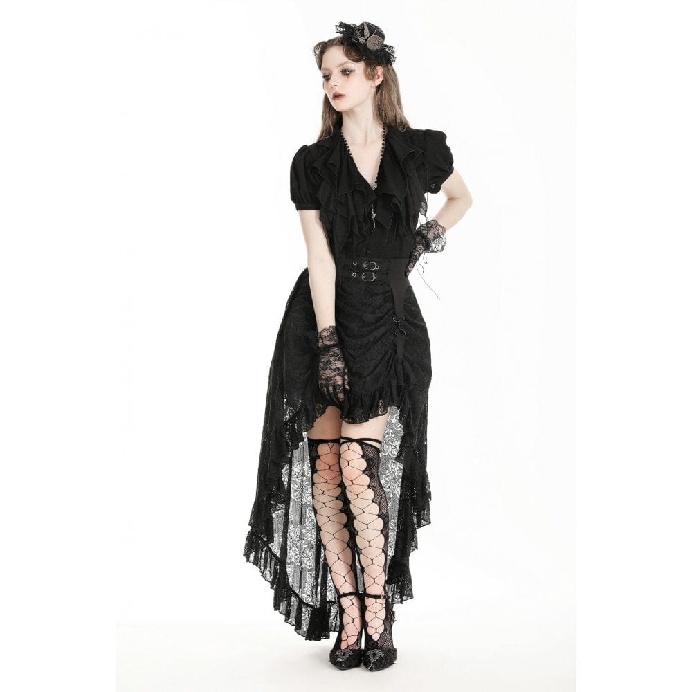Darkinlove Women's Gothic High/Low Lace Skirt