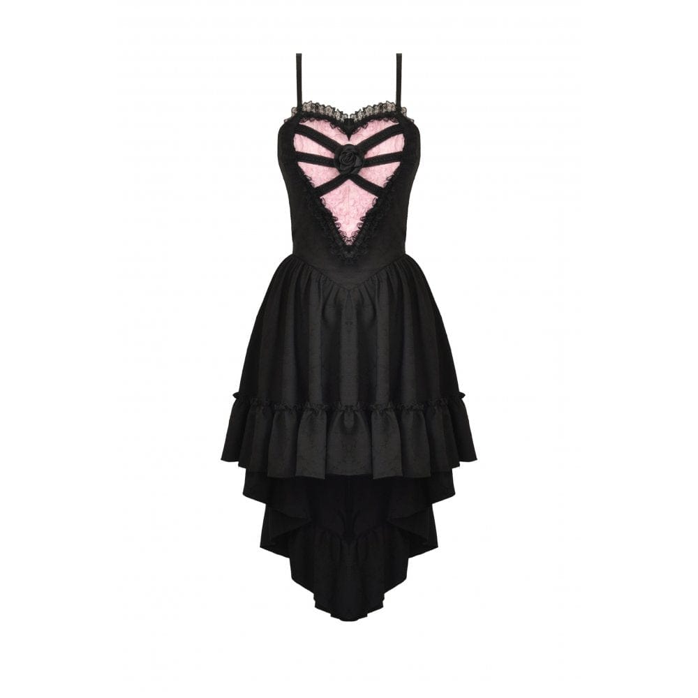 Darkinlove Women's Gothic Irregular Heart Lace Splice Slip Dress