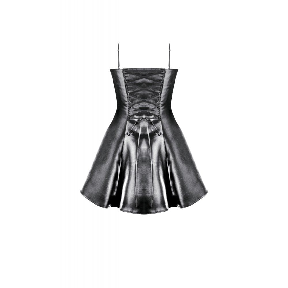 Darkinlove Women's Gothic Irregular Lace Splice Cat Ear-shaped Slip Dress